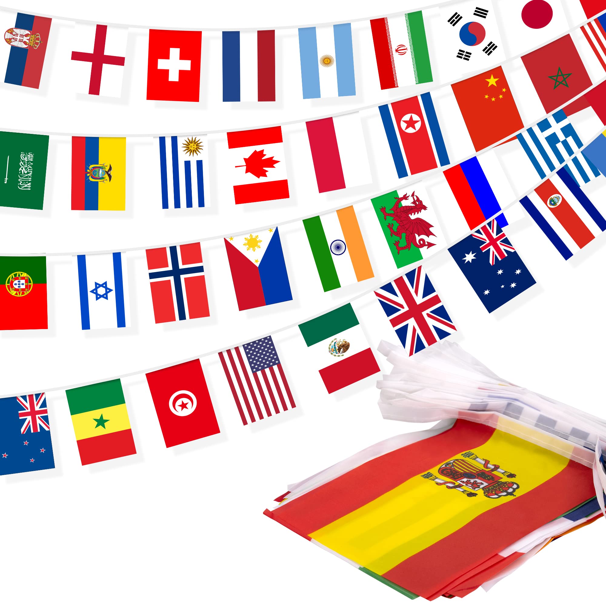 100 Countries String Flag, 82 ft International Flags Bunting Banner, World Flag Banner Decoration for World Cup Party, School, Sports Game Events, Grand Opening, Classroom