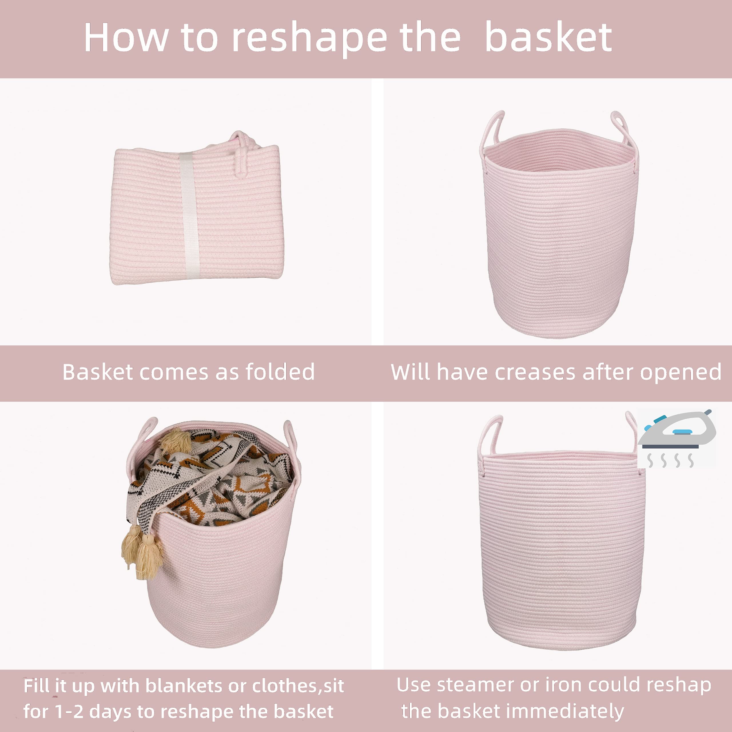 XUANGUO Black Cotton Rope Laundry Basket Hamper for Clothes Woven Storage Basket for Living Room Bedroom Boho Tall Rope Baskets for Blanket Toys Pillow Towels Baby Nursery Hamper Bin Large