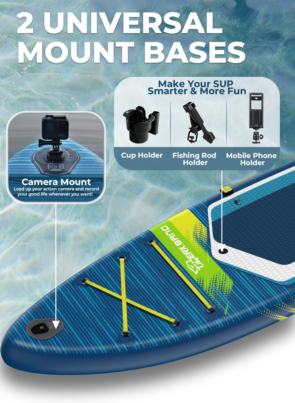 TIGERXBANG 11'6"/11'/10' Inflatable Paddle Board with Complete Accessories, Versatile Premium Paddle Boards for Adults/Youth, Stand Up Paddle Board Polar/Wave/Sunny Wave Collection