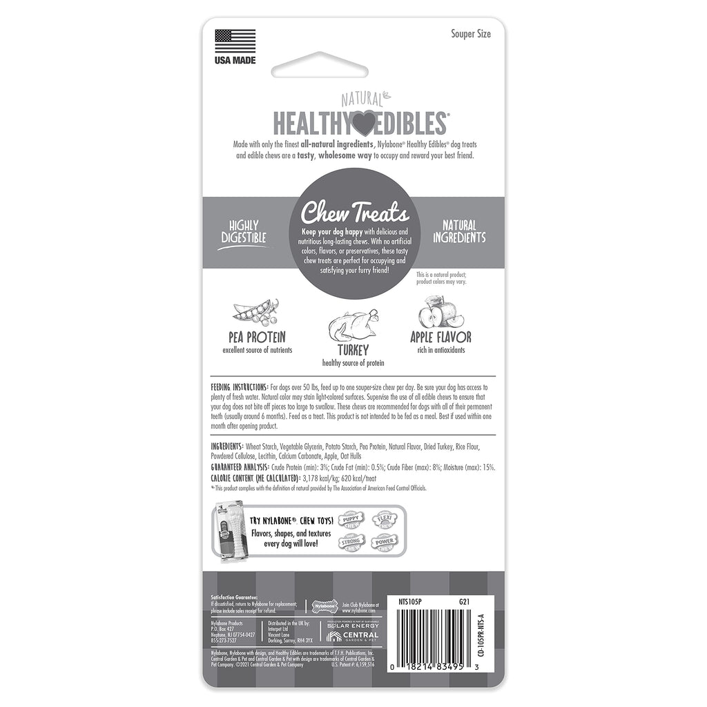 Nylabone Healthy Edibles Natural Dog Chews Long Lasting Bacon Flavor Treats for Dogs, X-Large/Souper (1 Count)