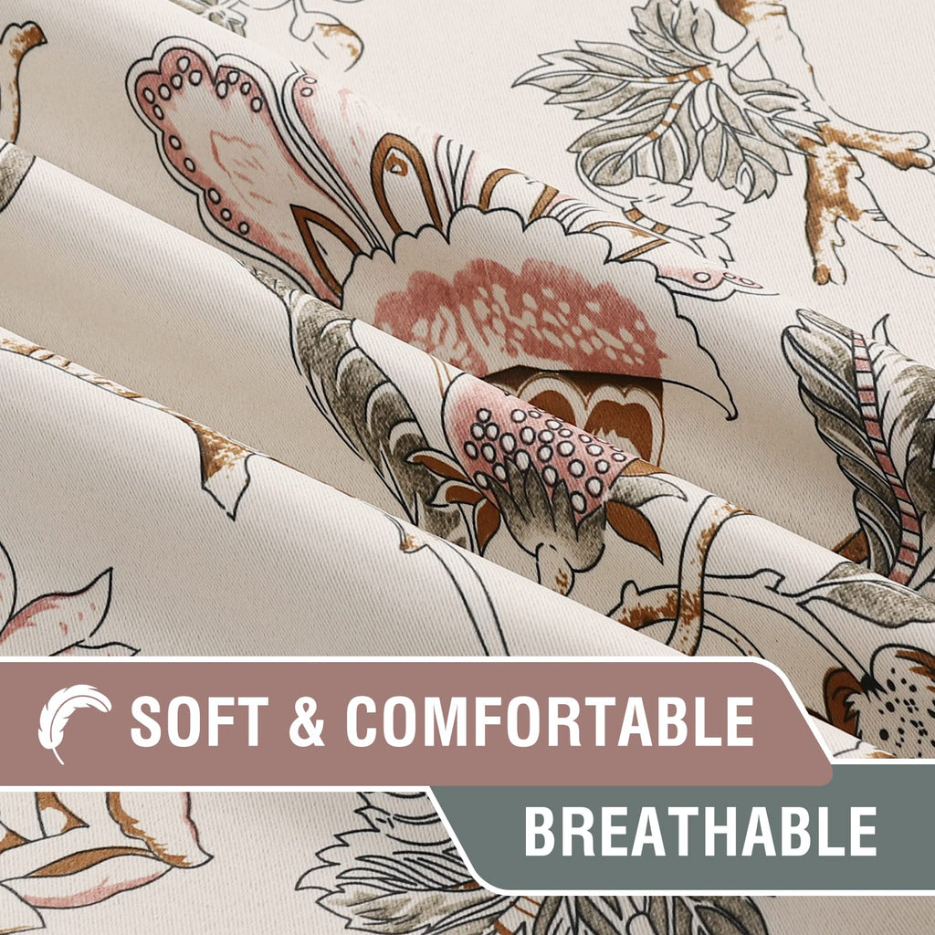 H.VERSAILTEX Blackout Curtains 63 Inch Length 2 Panels Set Floral Print Curtain Drapes for Living Room Thermal Insulated Grommet Window Curtains for Bedroom - Traditional Floral in Antique Green