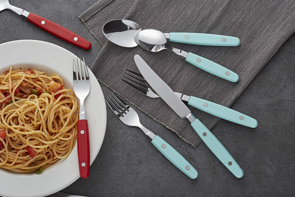 ANNOVA Silverware Set, Retro/Rivet Colorful Stainless Steel Tableware Kitchen Flatware Set Utensils, Includes Dinner Knives, Forks, Spoons, Salad Forks & Dessert Spoons (Brown, 20 Pieces)