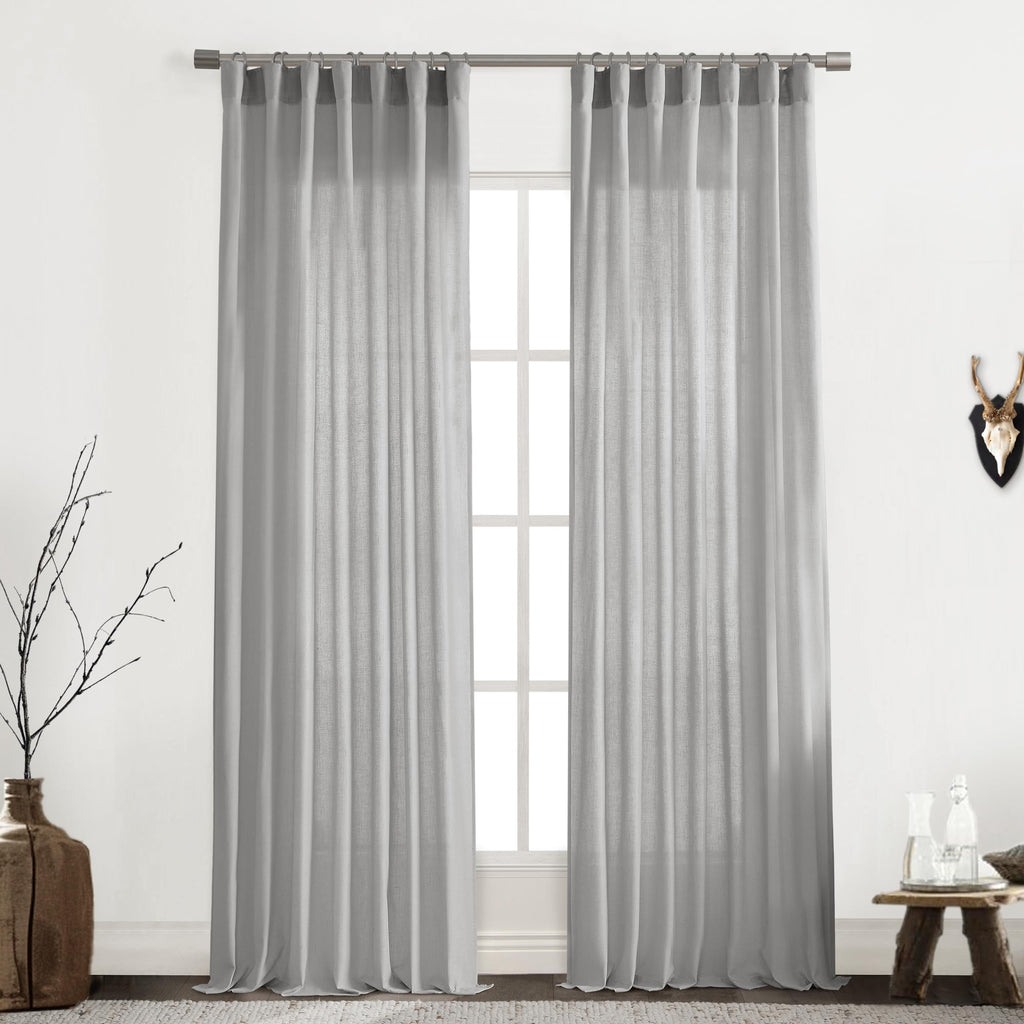 XTMYI 54 Inch Length Sheer Curtains 2 Panels Set for Bathroom,Linen Cotton Semi Privacy Boho Short Curtains for Kitchen Window Bedroom Living Room,40x54 in Long,Cream Ivory Off White