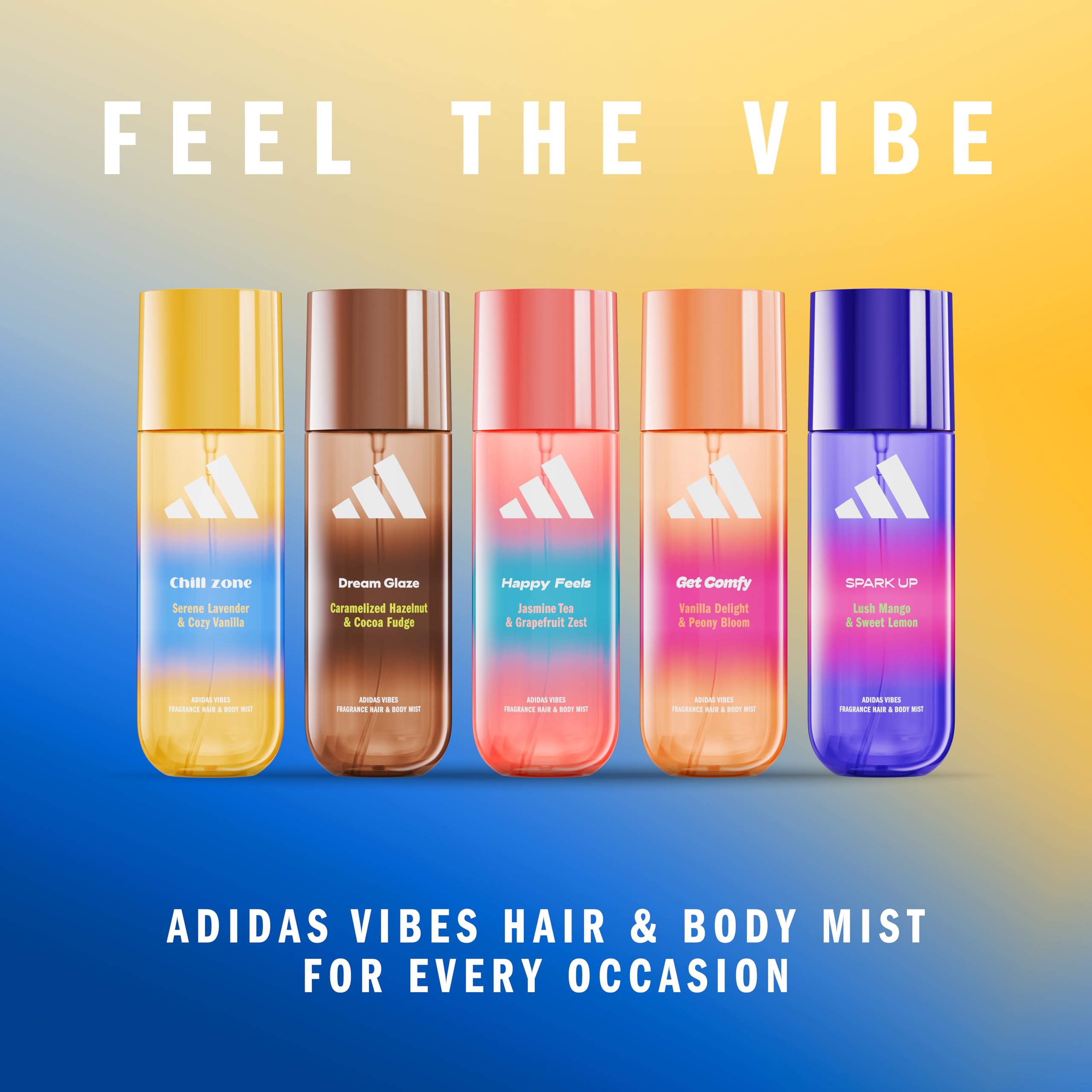 adidas Vibes Chill Zone Fragrance Hair & Body Mist for Women, Mood-Boosting, Notes of Lavender & Vanilla, For Any Occasion, 7.9oz