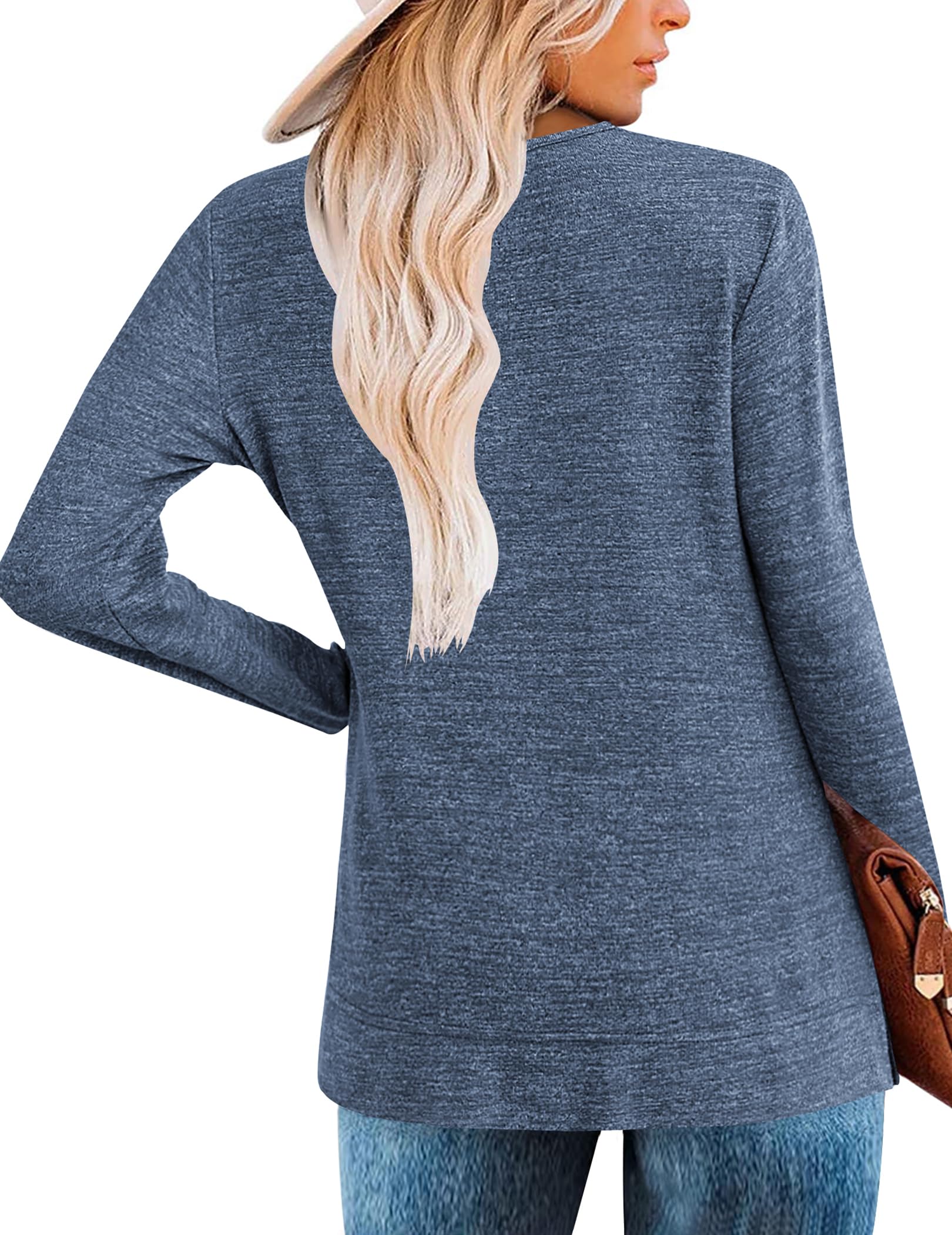 Zeagoo Women's Casual Tunic Tops Long Sleeve Shirts for Leggings V Neck Button Fall Pullover Blouse Loose Sweatshirts