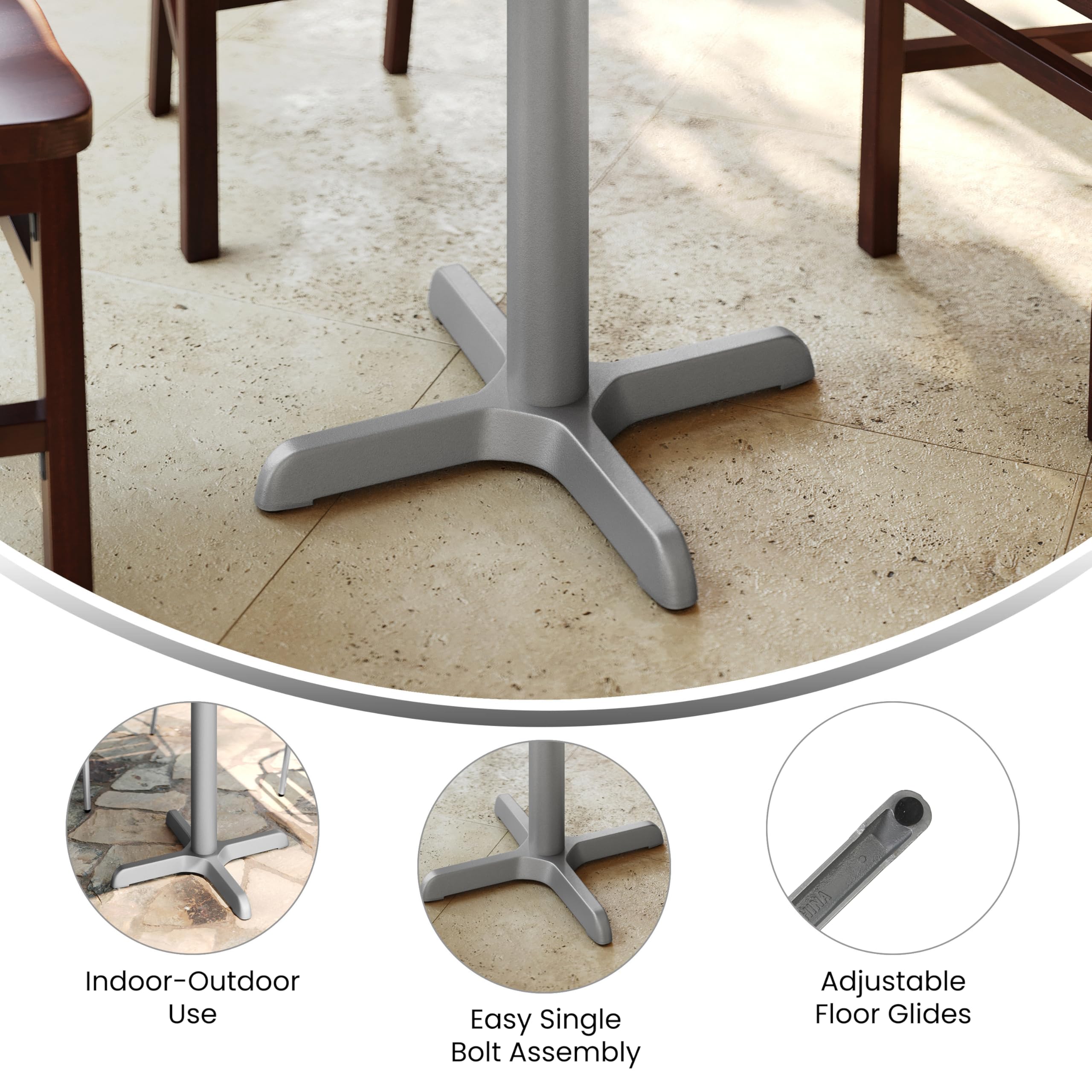 Flash Furniture Beverly 22'' x 22'' Restaurant Table X-Base with 3'' Dia. Table Height Column