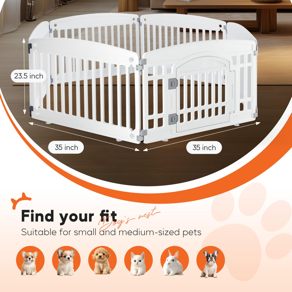 Dog Playpen 24 Inch 8 Panels, Ideal Dog Fence for Puppy/Small Dogs Indoor & Outdoor Bliss, Perfect Dog Pen for Camping, Yard, RV, Garden Fence, Black