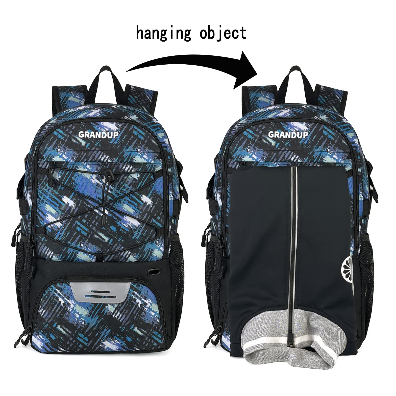 GRANDUP Basketball backpack with ball and shoes compartment Fit Volleyball, soccer, Swim, Gym, Travel, and School, large capacity sports training equipment bags