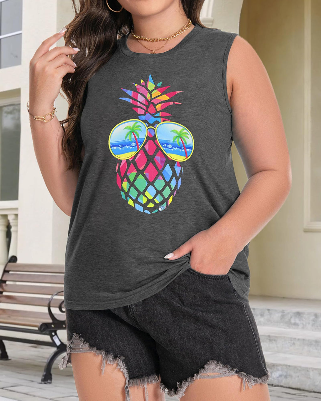 Plus Size Tops for Women Sleeveless Summer Tank Top Loose Fit Casual Tunics Shirts 2026
