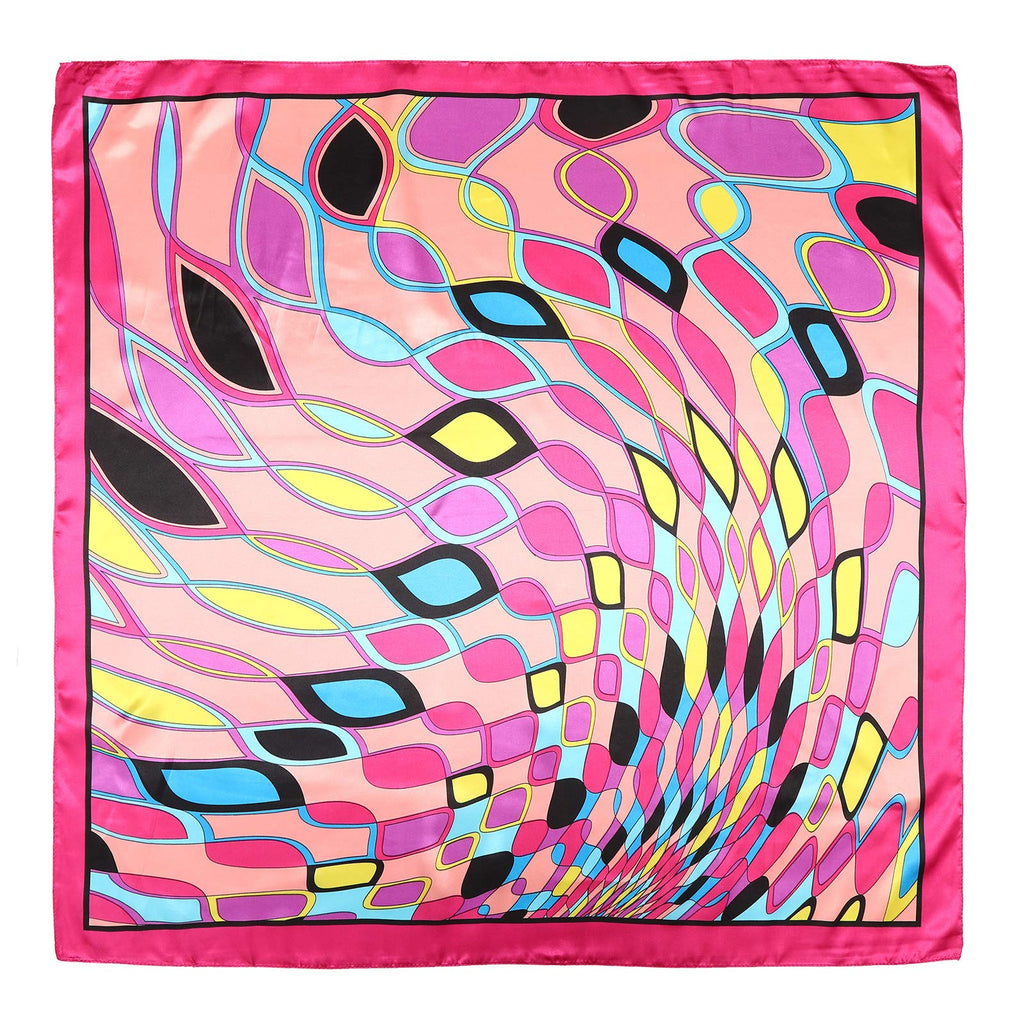 AWAYTR 35” Large Satin Square Head Scarf - 2Pcs Silk Like Floral Head Scarves Square Satin Hair Scarf Bandanas for Women