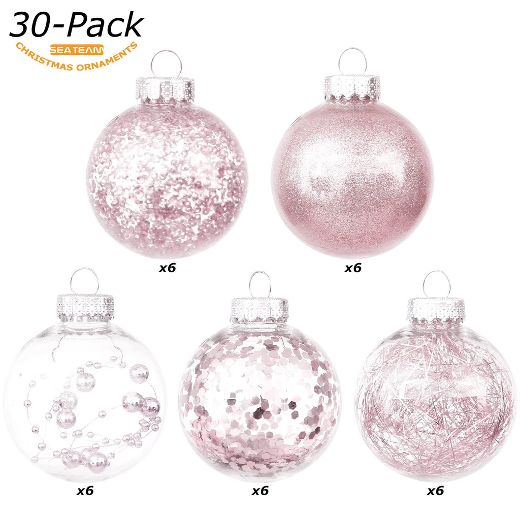 Sea Team Shatterproof Clear Plastic Christmas Ball Ornaments Decorative Xmas Balls Baubles Set with Stuffed Delicate Decorations (80mm/3.15 inch 20-Pack, Babyblue)