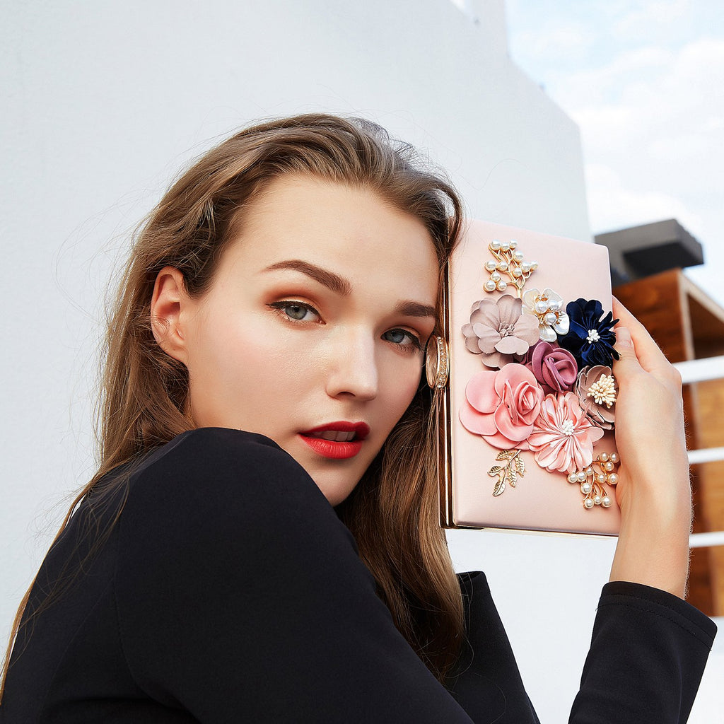 Evening Bag for Women, Flower Wedding Evening Clutch Purse Bride Floral Clutch Bag