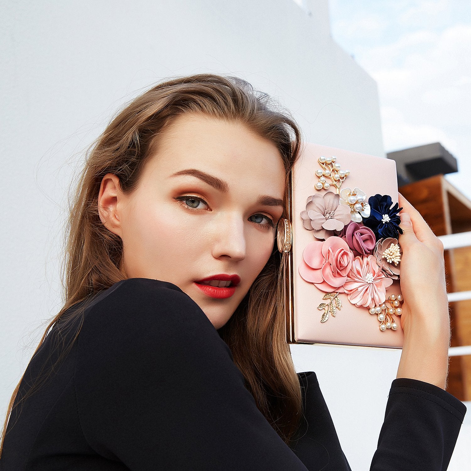 Evening Bag for Women, Flower Wedding Evening Clutch Purse Bride Floral Clutch Bag