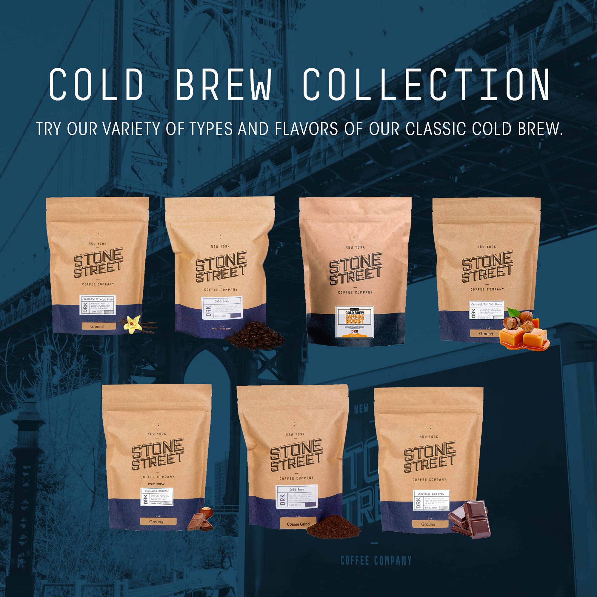 Stone Street Cold Brew Coffee, Low Acid, 100% Arabica, Gourmet Coffee - Breakfast Blend, Medium Roast, Coarse Ground, 2 LB