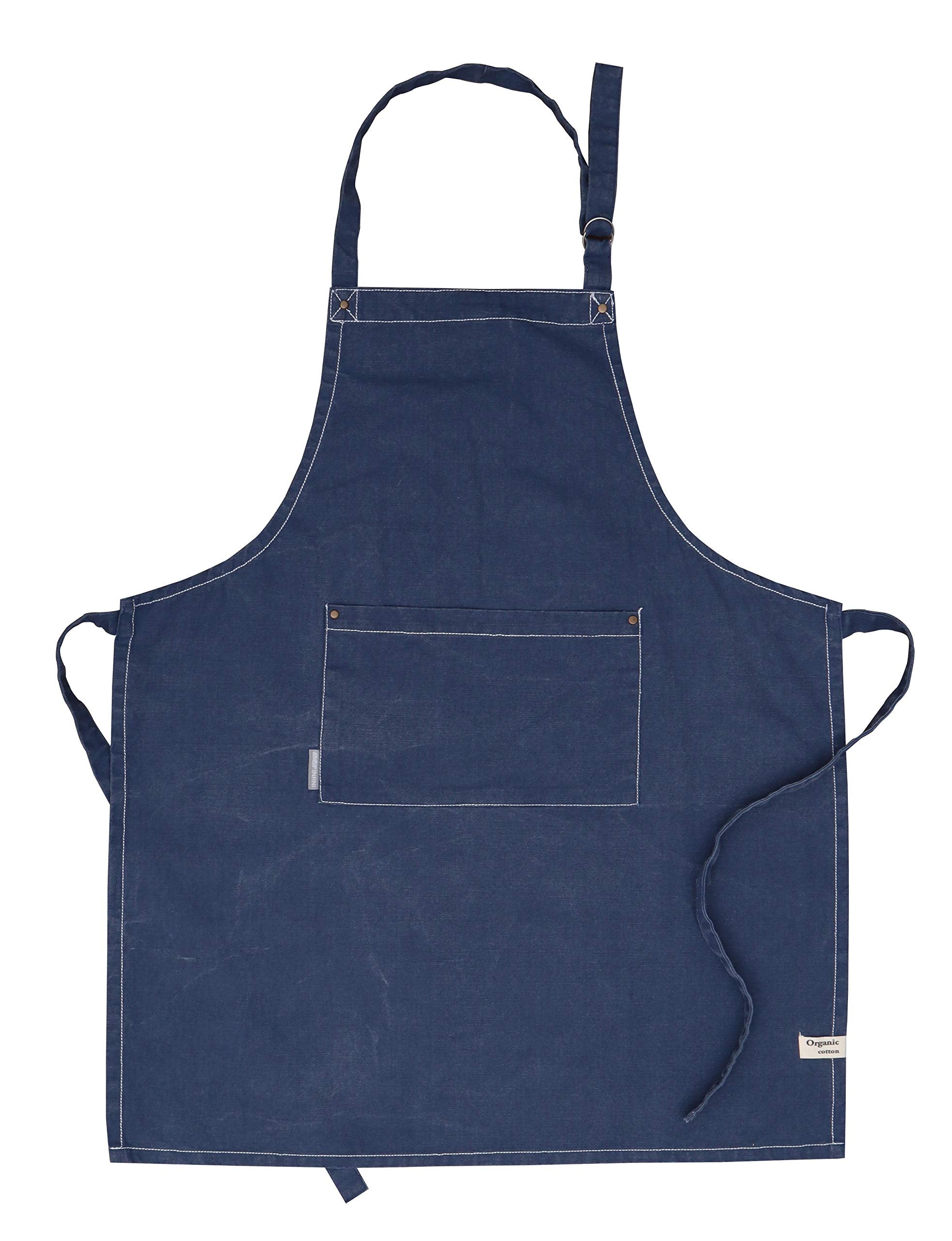 AMOUR INFINI Cotton Aprons for Women with Pocket, Adjustable Strap & Waist Ties - Washable Aprons for Baking, Cooking, Gardening (27.5 x 33 Inches - Blooming Floral)