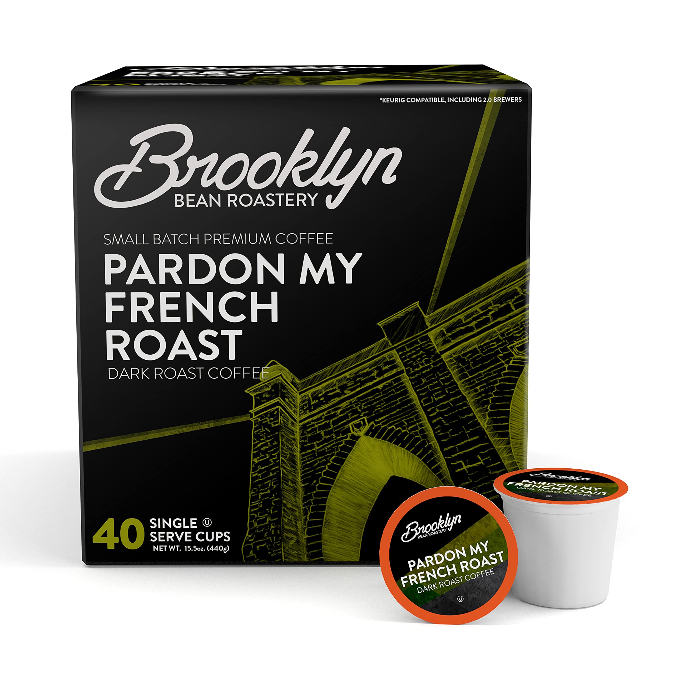 Brooklyn Beans Coffee Pods, Medium Roast Gourmet Variety Pack - Compatible with Keurig K Cup Brewers Including 2.0 Machines, 40 Count