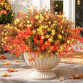 MACTING 12 Bundles Artificial Fall Lavender Flowers for Outdoors, UV Resistant Fake Outdoor Plants, Faux Autumn Greenery Shrubs for Planters Porch Patio Garden Yard Outside Thanksgiving Decorations