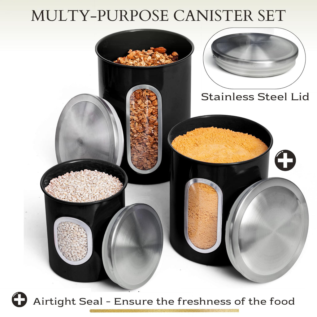 Mixpresso 3-Piece Aqua Blue Canisters Sets For The Kitchen, Airtight Canister Set With See Through Window, Storage Jars for Coffee Container, Tea Organizer & Sugar Canister, Kitchen Canisters
