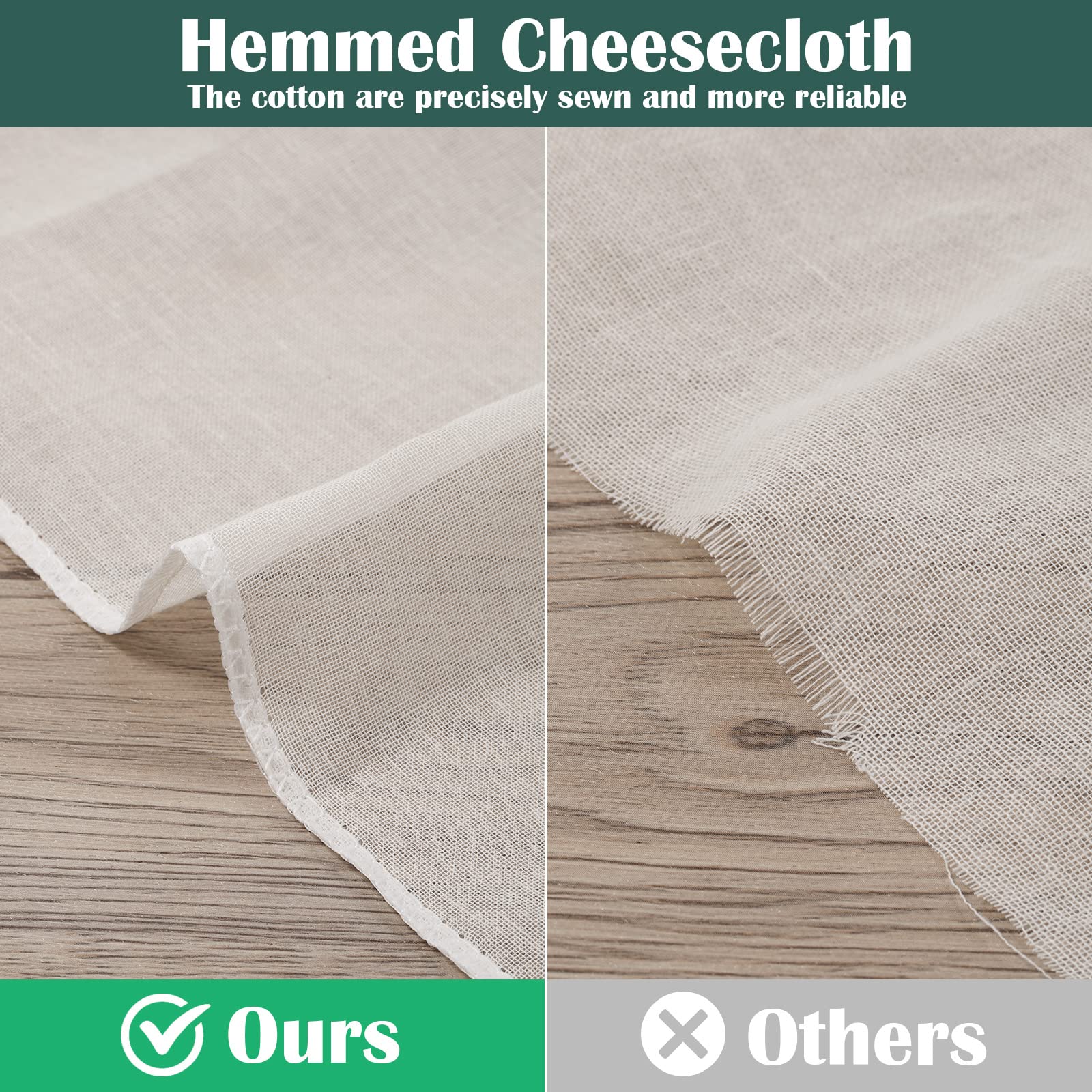 Reginary 24 Pcs 15 x 15 Inches Cheese Cloths Bulk, Grade 100, Hemmed Reusable Cheesecloth Bag for Straining Unbleached Cotton Muslin Cloth for Cheese Making, Cooking, Baking, Juicing, Butter, Turkey