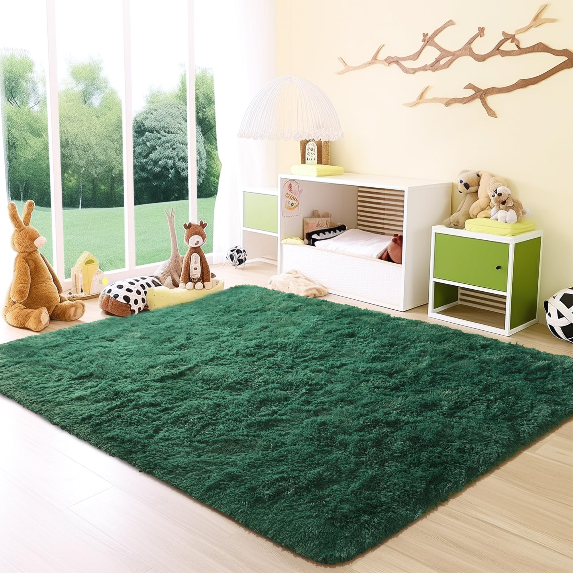 Awaytail Fluffy Rug Washable 2x3 Feet, Pure Black Desk Chair Rug Non-Slip, Super Soft Kids Rug for Boys Nursery Dorm Decor
