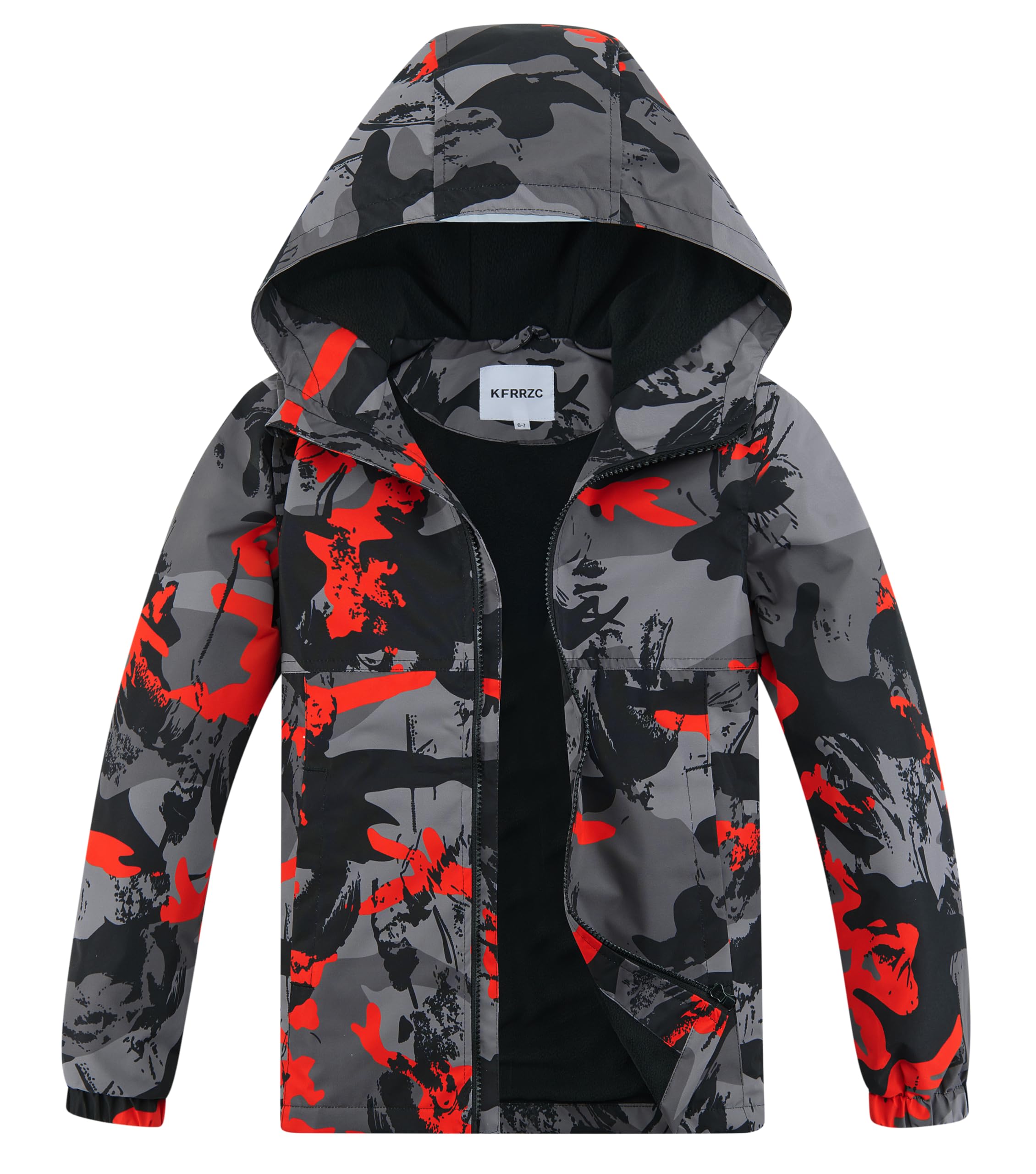 Boys Girls Rain Jackets Waterproof Hooded Fleece Raincoats Lightweight Windbreakers for Kids