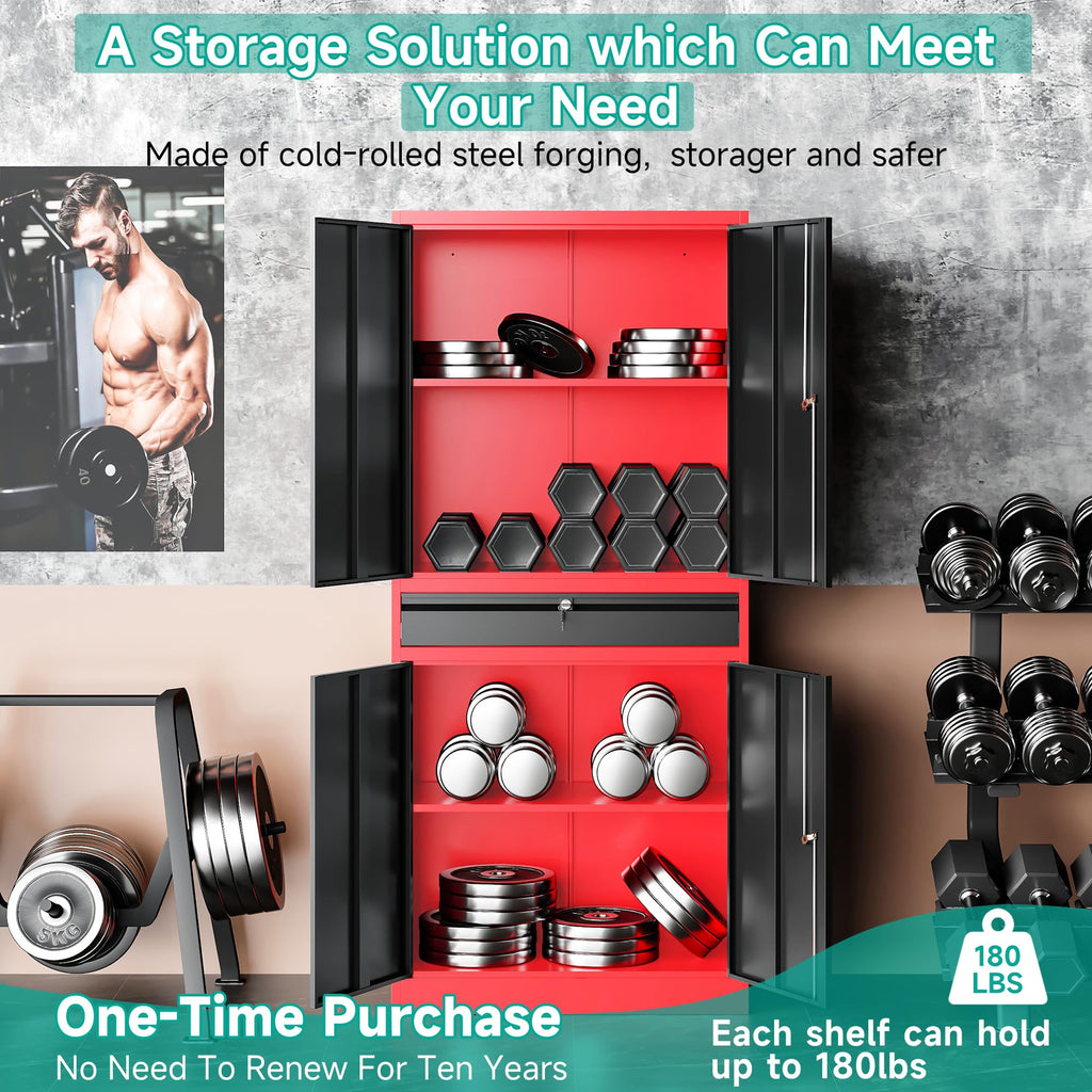 SISESOL Wide & Deep Metal Storage Cabinet with Wheels,Tall Rolling Garage Storage Cabinet with Lock,Black Metal Cabinets with Pegboards and Shelves,Tool Locker for Garage,Home,Office,43''Wx 20''Dx71"H