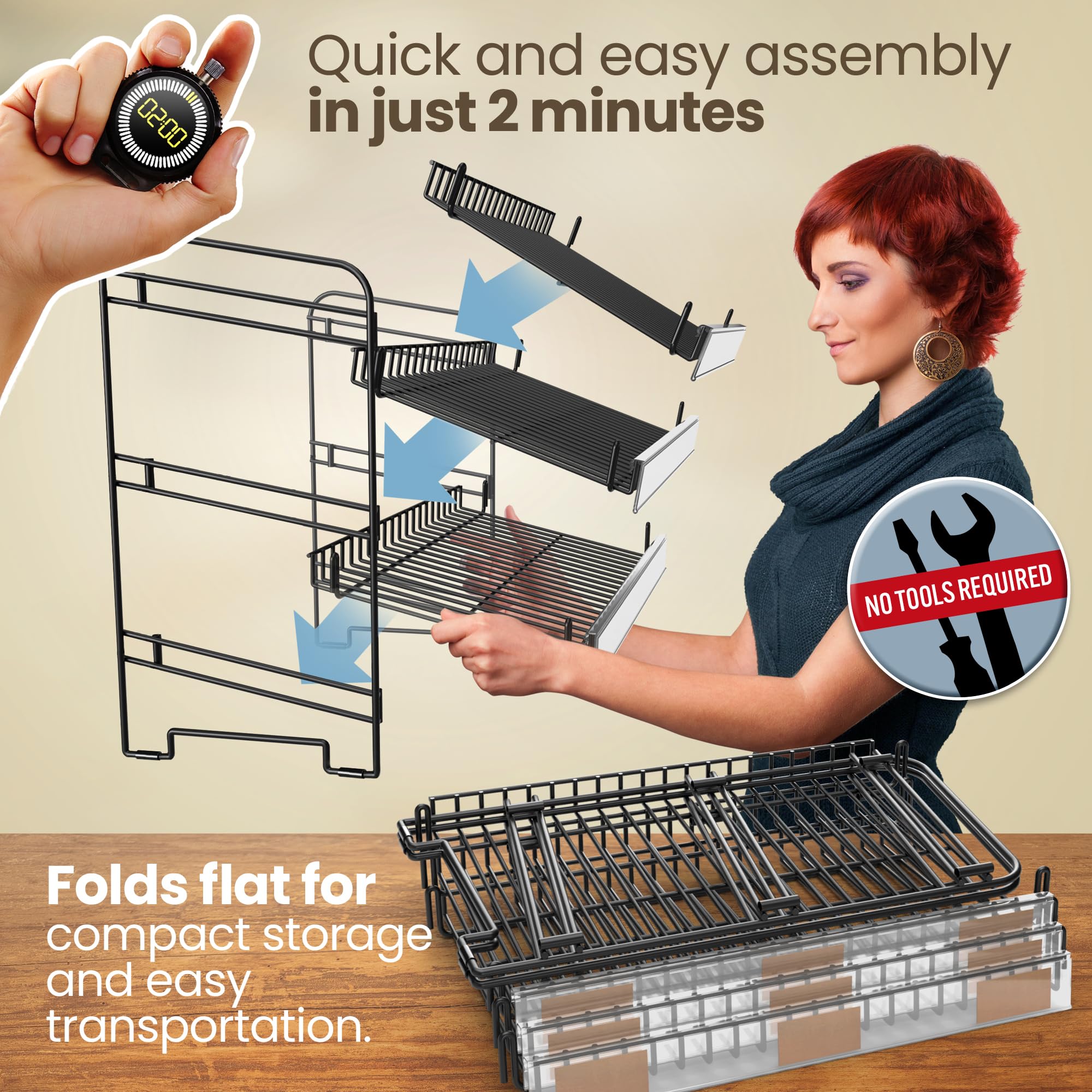 DS THE DISPLAY STORE Black 3 Tier Candy Display Rack – Chip Display for Snack Vendors, Food Trucks, Concession Stands & Retail Storefronts