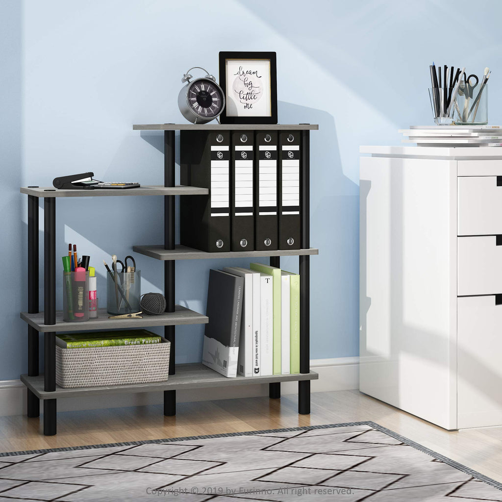 Furinno Turn-N-Tube 4-Tier Design Display Rack, Espresso/Black