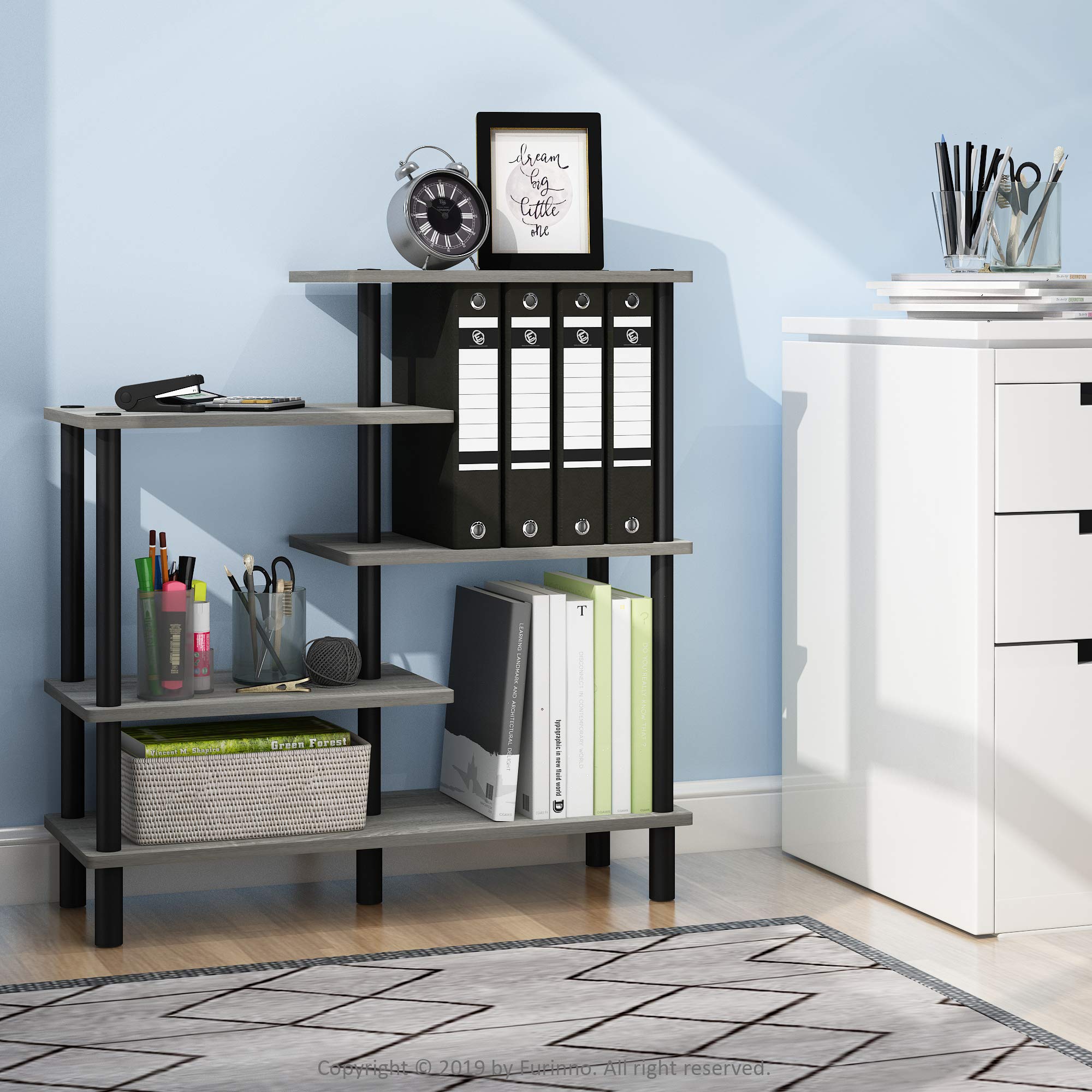 Furinno Turn-N-Tube 4-Tier Design Display Rack, Espresso/Black
