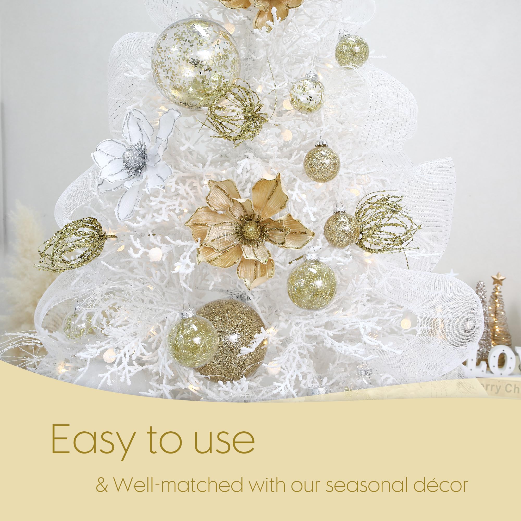 Sea Team Shatterproof Clear Plastic Christmas Ball Ornaments Decorative Xmas Balls Baubles Set with Stuffed Delicate Decorations (80mm/3.15 inch 20-Pack, Babyblue)