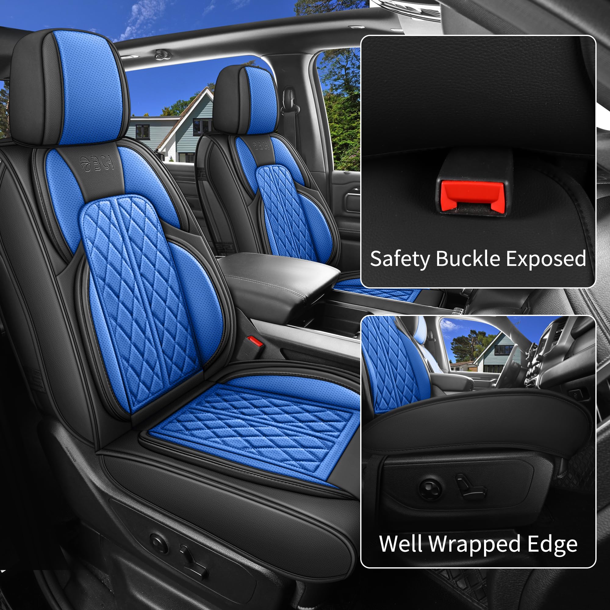 Car Seat Cover Custom Fit for Ford F150 2009-2026 Faux Leather Seat Cover Set Compatible with Regular Cab Super Cab Super Crew Pickup Truck Cushions (Black, Front Seat)