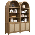 SICOTAS Book Shelf Arched Cabinet Bookshelf Arch 84.2" Tall Bookcase 5 Tier Large Bookshelves with Doors Storage Rattan Boho Wide Book Shelves Case for Living Room Kitchen Office Bedroom Library