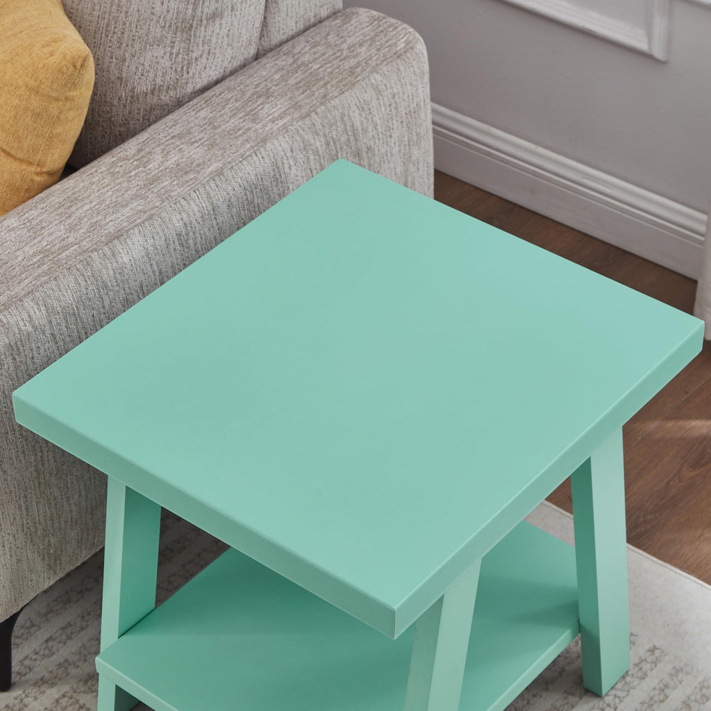 Roundhill Furniture Athens Contemporary Replicated Wood Shelf End Table in Black Finish