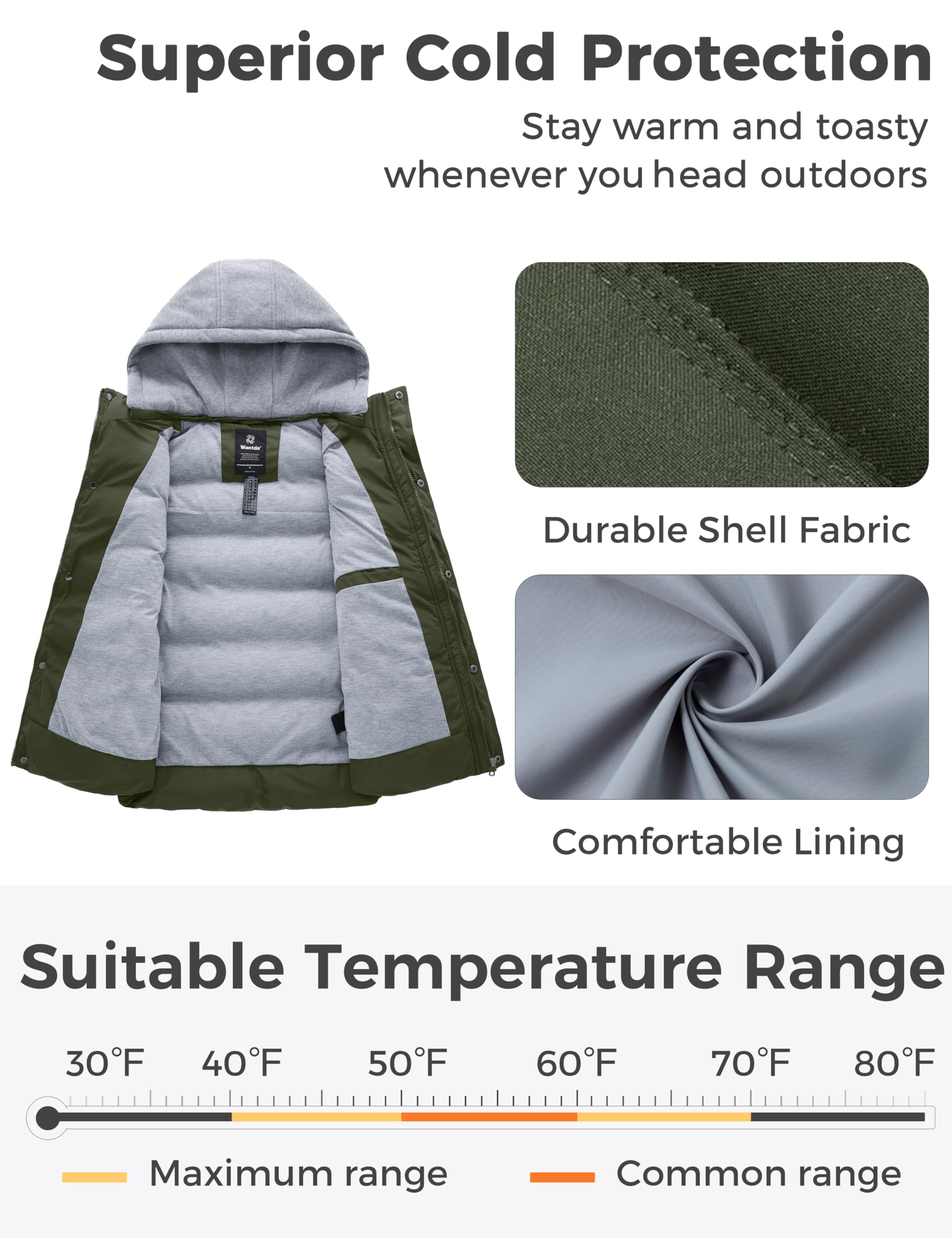 Wantdo Women's Quilted Puffer Vest Thicken Warm Winter Coat with Removable Hood
