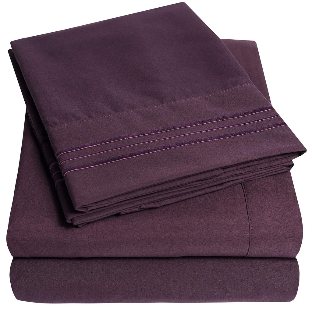 1500 Supreme Collection Extra Deep Pocket Sheets Set - Luxury Soft Bed Sheets, Wrinkle Free, Bedding, Over 40 Colors, 21 inch Extra Deep Pocket, Twin, Black