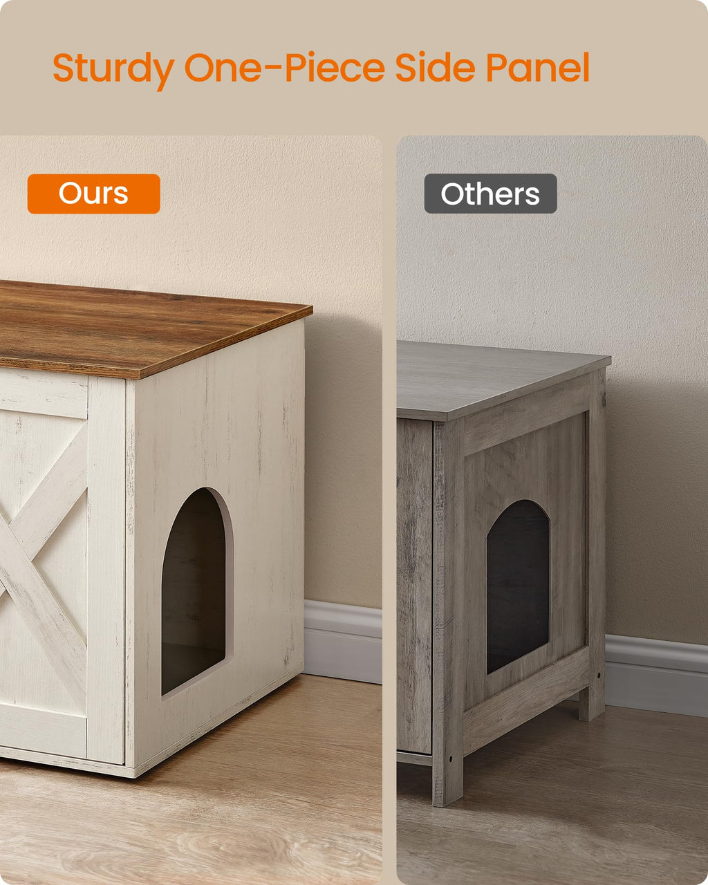 Feandrea Cat Litter Box Enclosure, Litter Box Furniture Hidden, Indoor Cat House, End Table, 27.6 x 19.7 x 19.7 Inches, Heather Greige UPCL022K01
