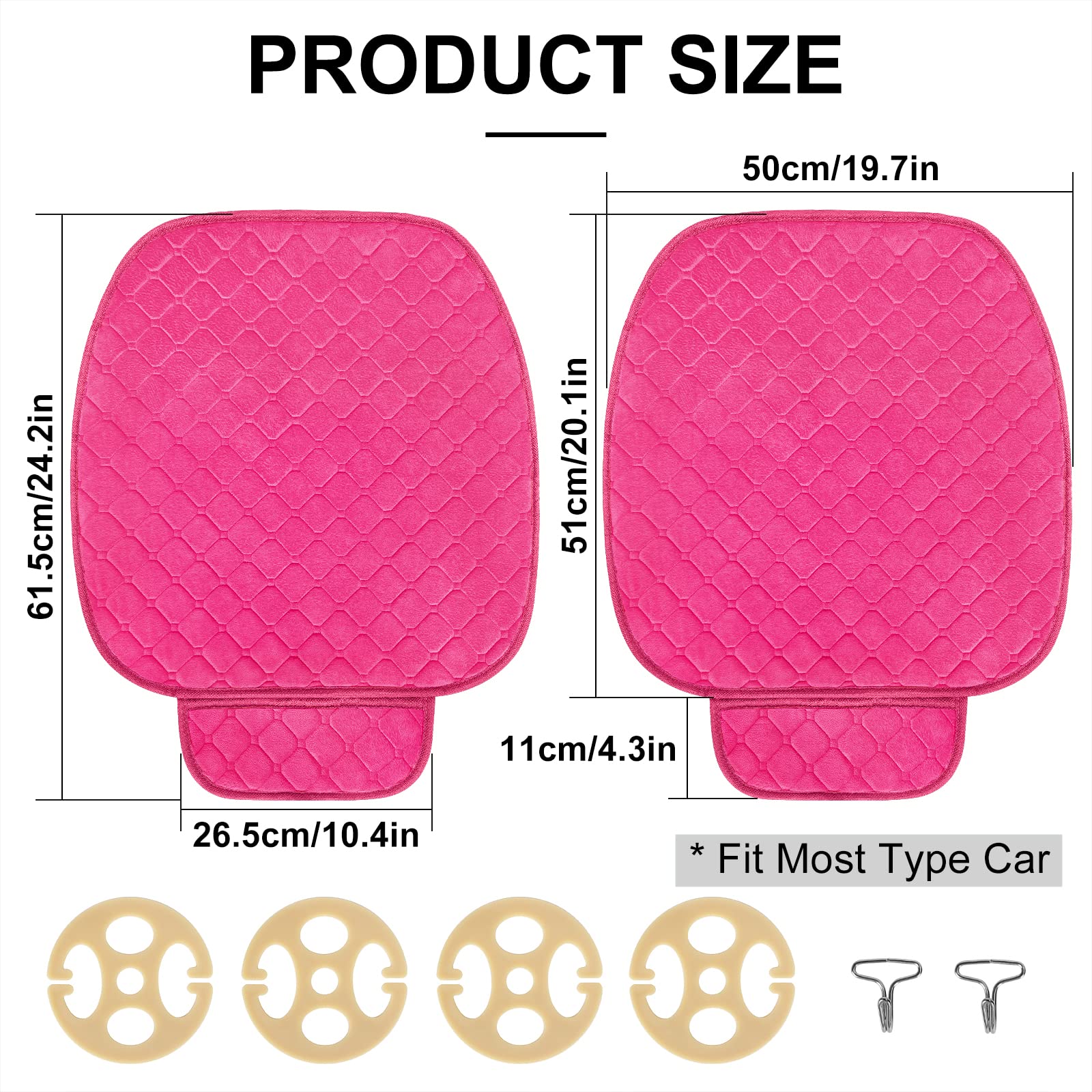 surpassme Comfortable Car Seat Covers Universal Front Seat Covers for Car Accessories, Padded Car Interior Covers for Automotive, SUV, Truck, and Van(Black)