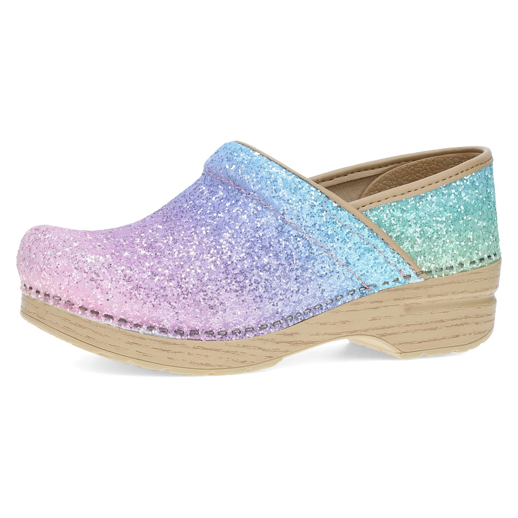 Dansko Professional Glitter Slip-On Clogs for Women – Rocker Sole and Arch Support for Comfort – Shiny and Stylish Glitter Uppers