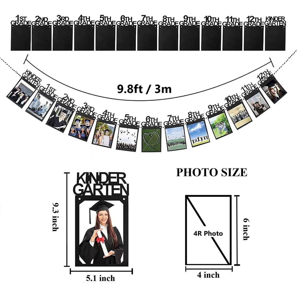 Graduation Photo Banner for Party Decoration, Including Kindergarten to 12th Grade Picture Banner Middle High School College Graduation Party Supplies