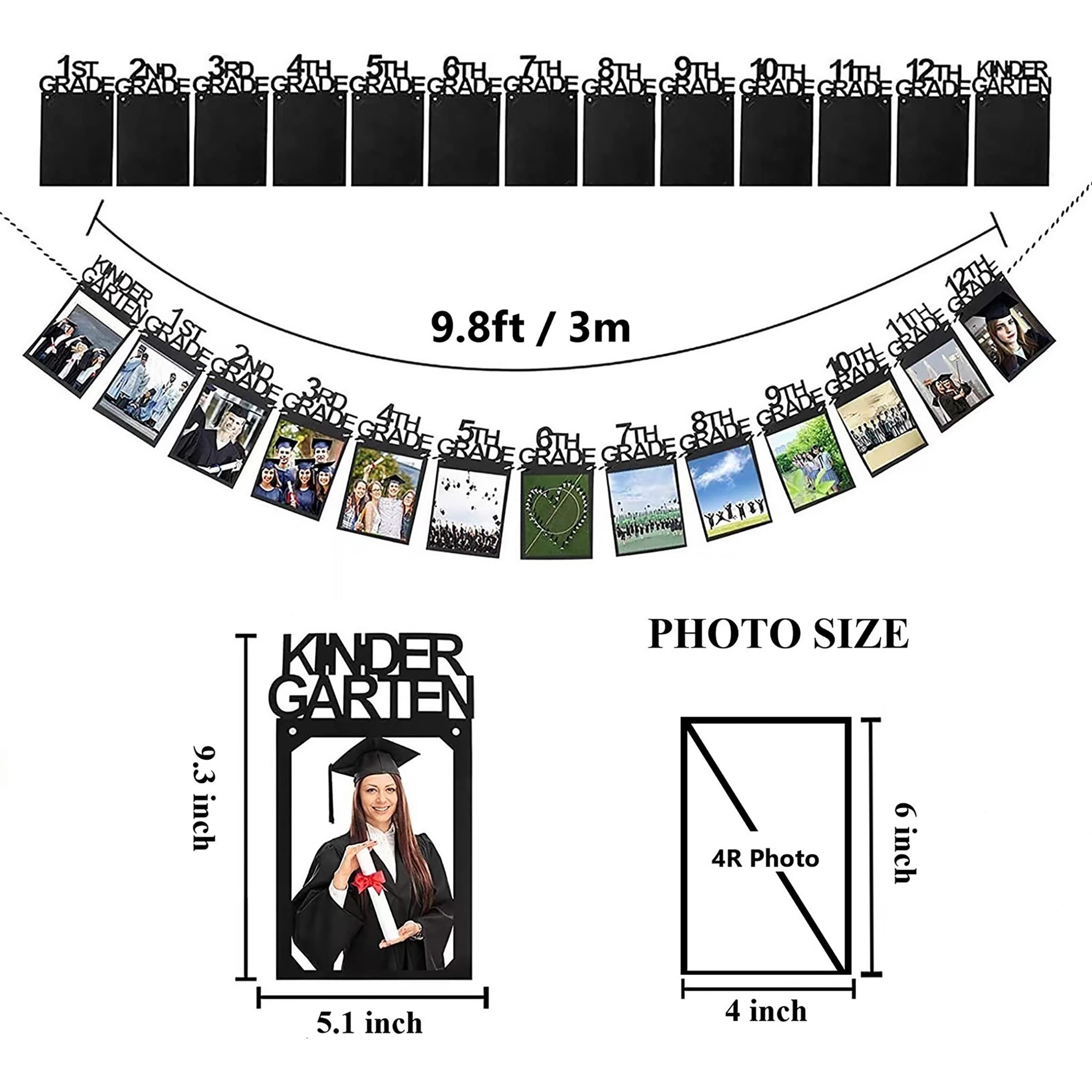 Graduation Photo Banner for Party Decoration, Including Kindergarten to 12th Grade Picture Banner Middle High School College Graduation Party Supplies