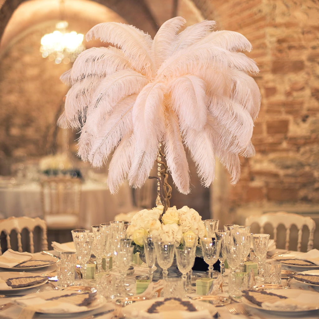 Retrowavy 50 Pcs 14-16 Inches Large Natural Ostrich Feathers Bulk for Centerpieces for Wedding Party Centerpieces Home Decoration Flower Arrangement (Black)