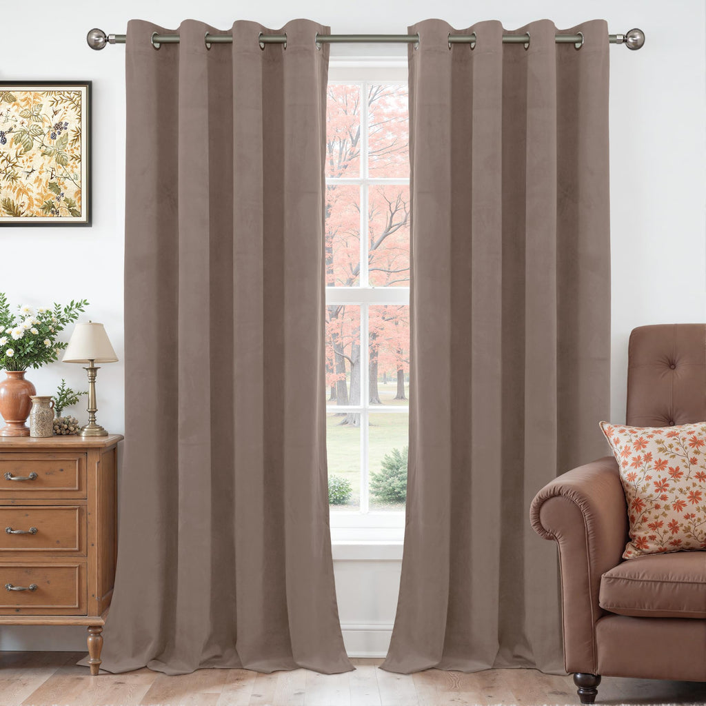 YoungsTex Velvet Black Out Curtains 63 Inches Long for Bedroom, Grommet Thermal Insulated Drapes Room Darkening Privacy for Living Room, Black, 2 Panels, 52 X 63 Inch