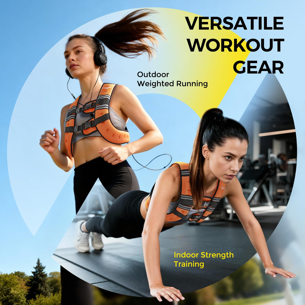 PACEARTH Weighted Vest,6lb/8lb/10lb/12lb/16lb/20lb/25lb/30lb Weight Vest with Reflective Stripe, Body Weight Vests for Women, Men, Weight Loss Workout, Strength Training, Running, Walking, Jogging