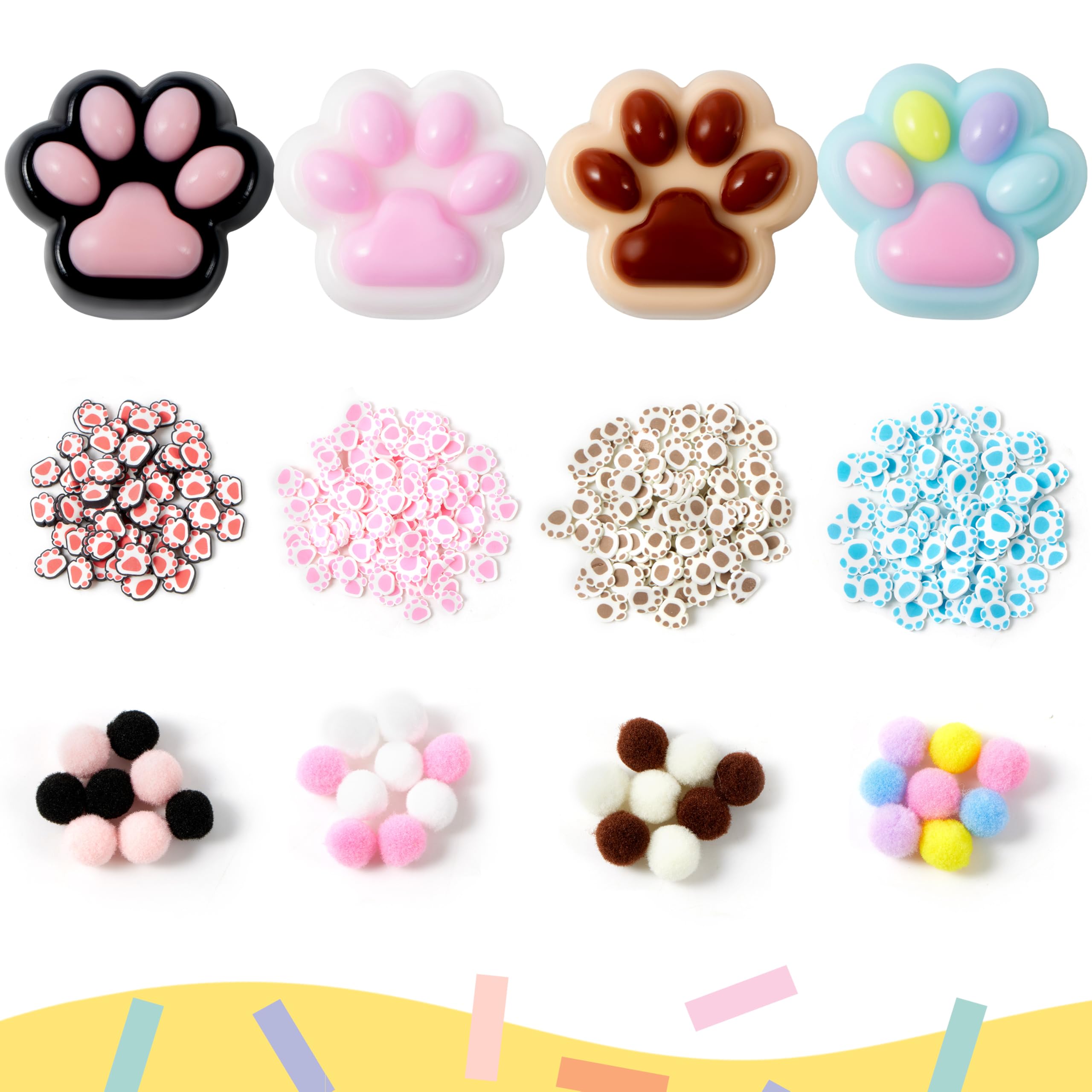 JOYIN 4 Pcs Taba Paw Squeeze Toys, Easter Party Favors & Gifts for Kids Adults, Transparent Cat Paw Fufu Squishy Toys, Soft Paws Sensory Fidgets, Cute Fidget Toys for Stress Relief