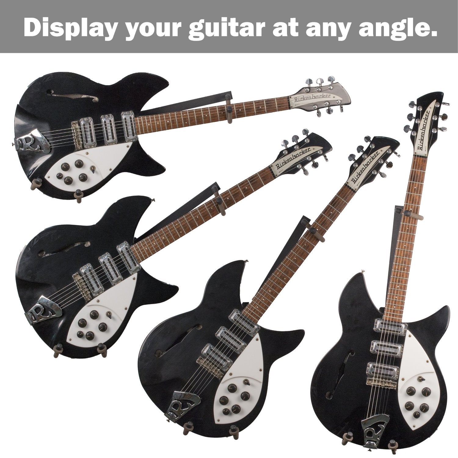 String Swing Guitar Holder Low-Profile Wide-Body for Horizontal Flat Wall Mount - 1 Piece Unit CC151-LPW-FW