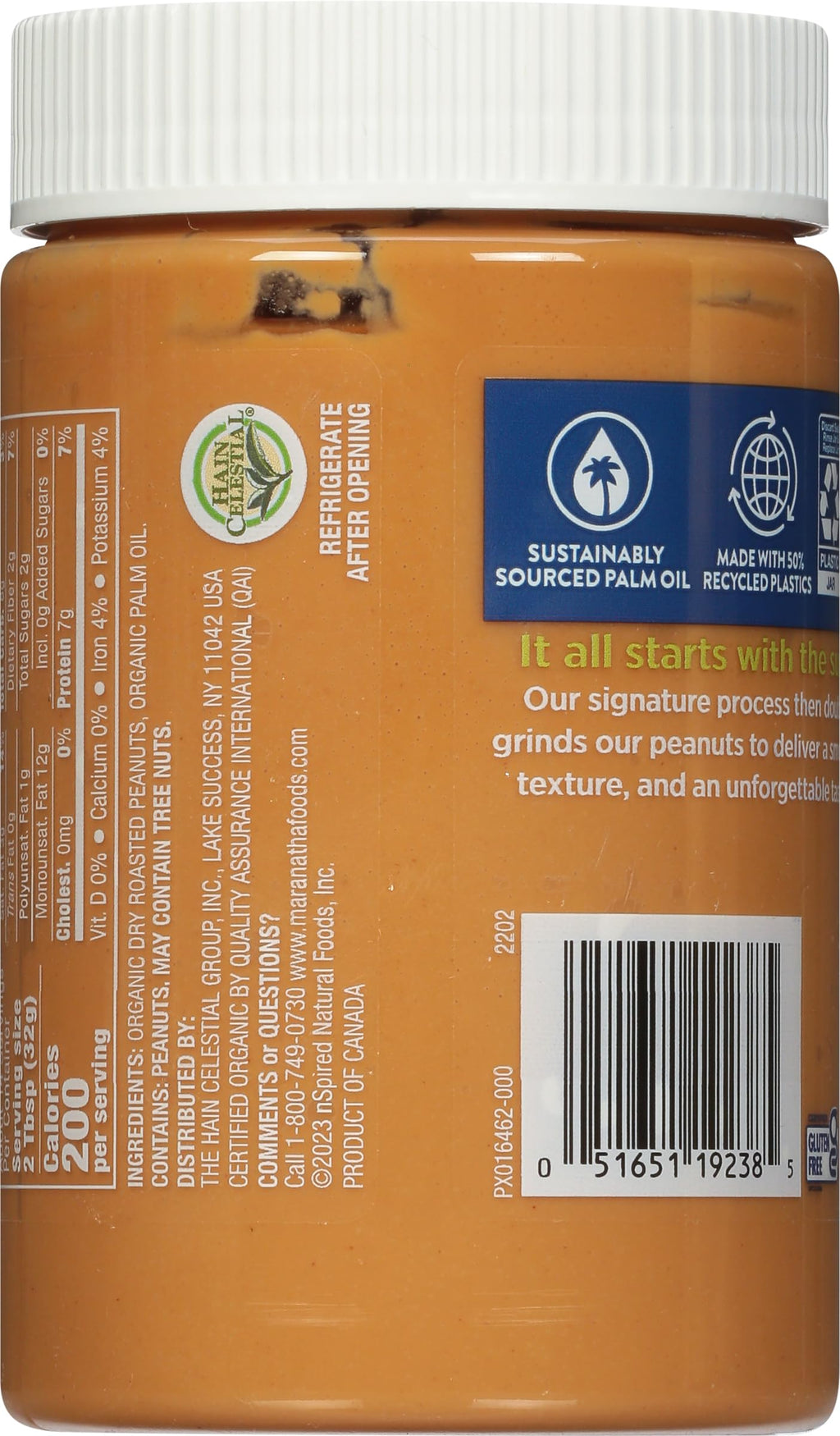 MaraNatha Organic Creamy Peanut Butter Spread, No Stir, 16 Ounce Jar