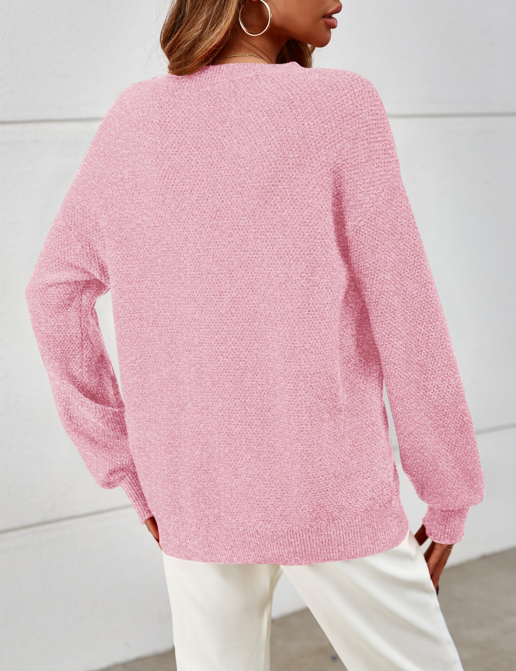 MEROKEETY Sweaters for Women Fall Winter 2026 Oversized Pullover Spring Crew Neck Long Sleeve Heathered Knit Tops