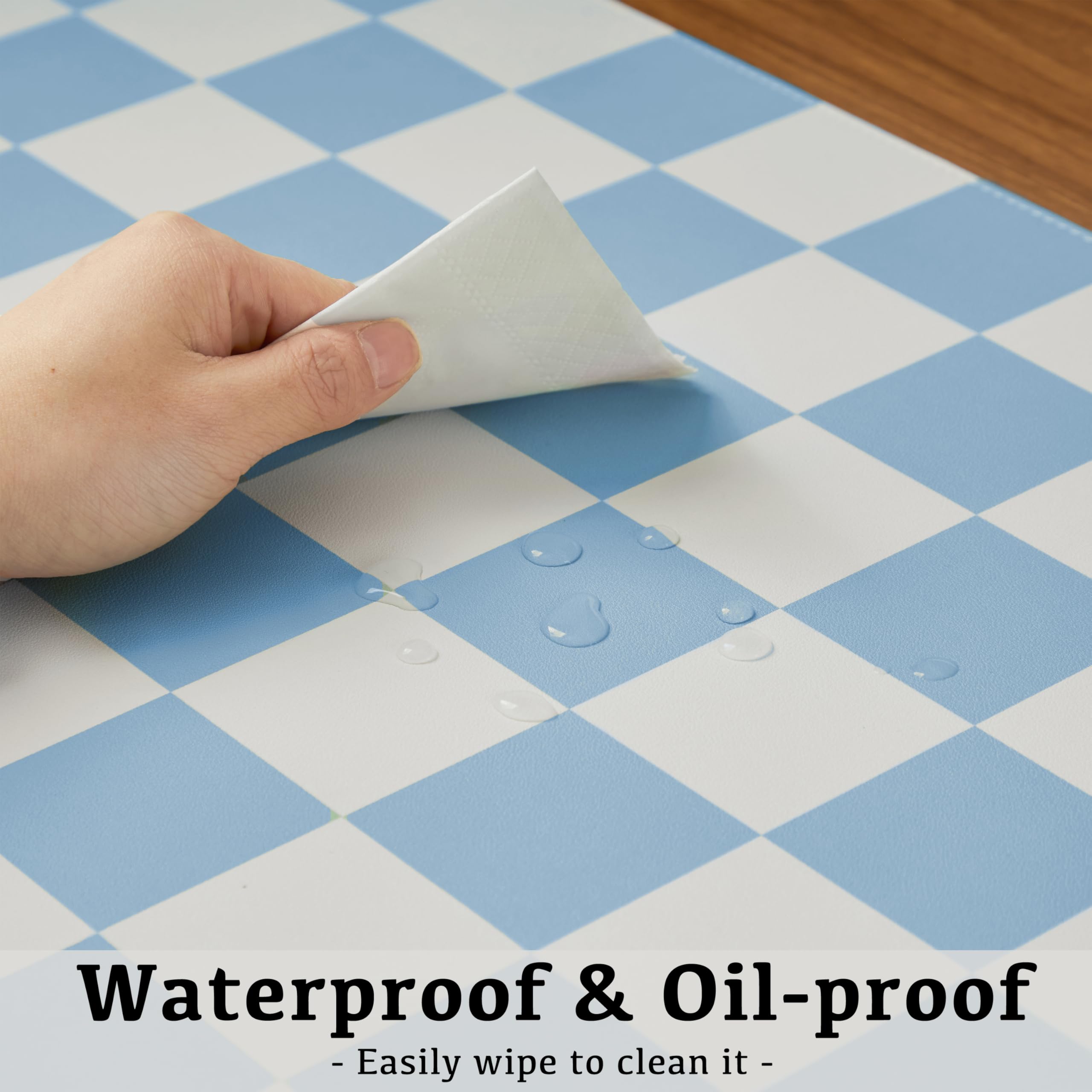Ohocut Checkered Desk Mat, Large Cute Aesthetic Retro PU Leather Computer Laptop Desk Mat, Non-Slip Waterproof Mouse Keyboard Pad, Desk Writing Mat for Work/Home (Beige, 23.6" x 13.7")