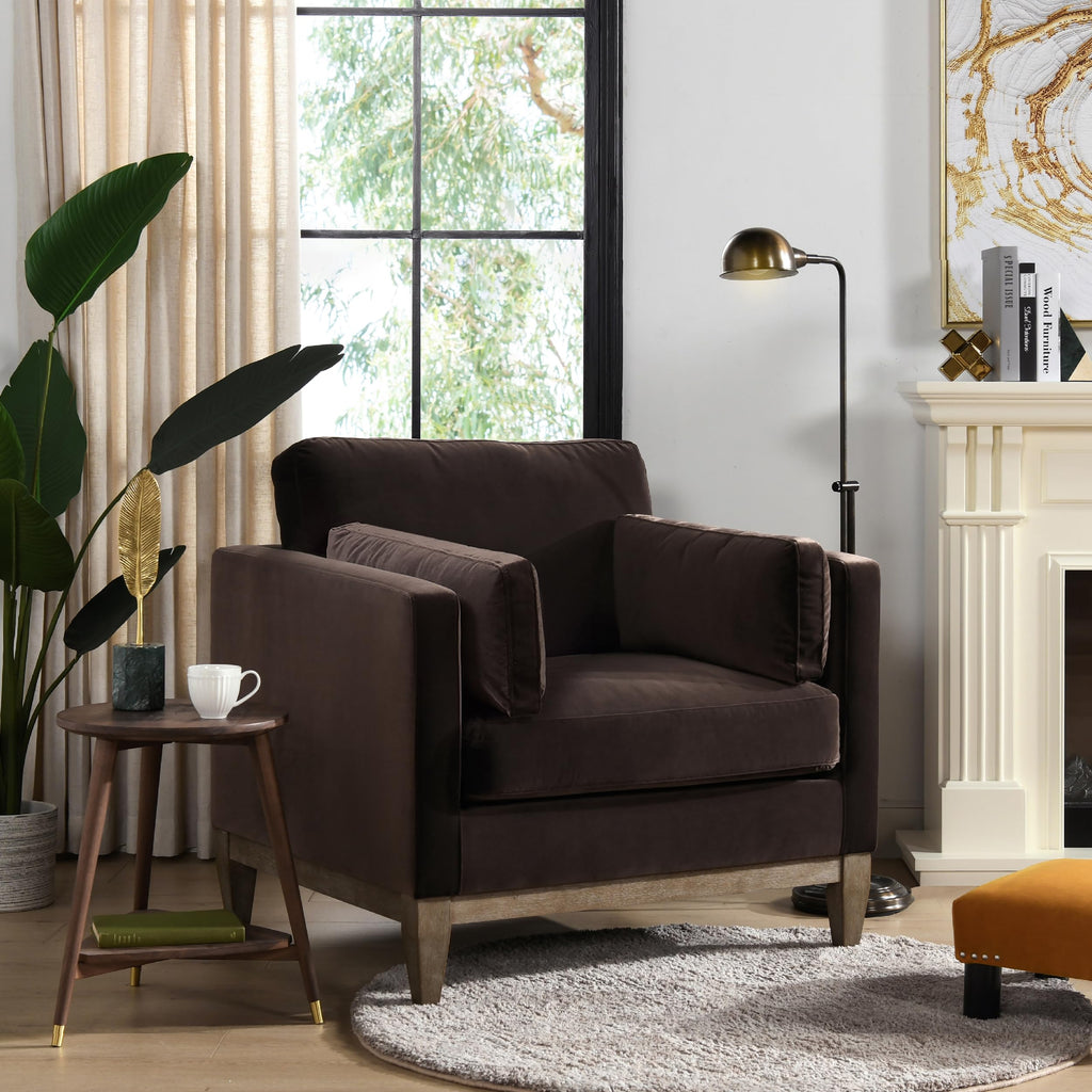 Jennifer Taylor Home Knox 84" Modern Farmhouse Performance Velvet Fabric Living Room Sofa Couch in Burnt Orange