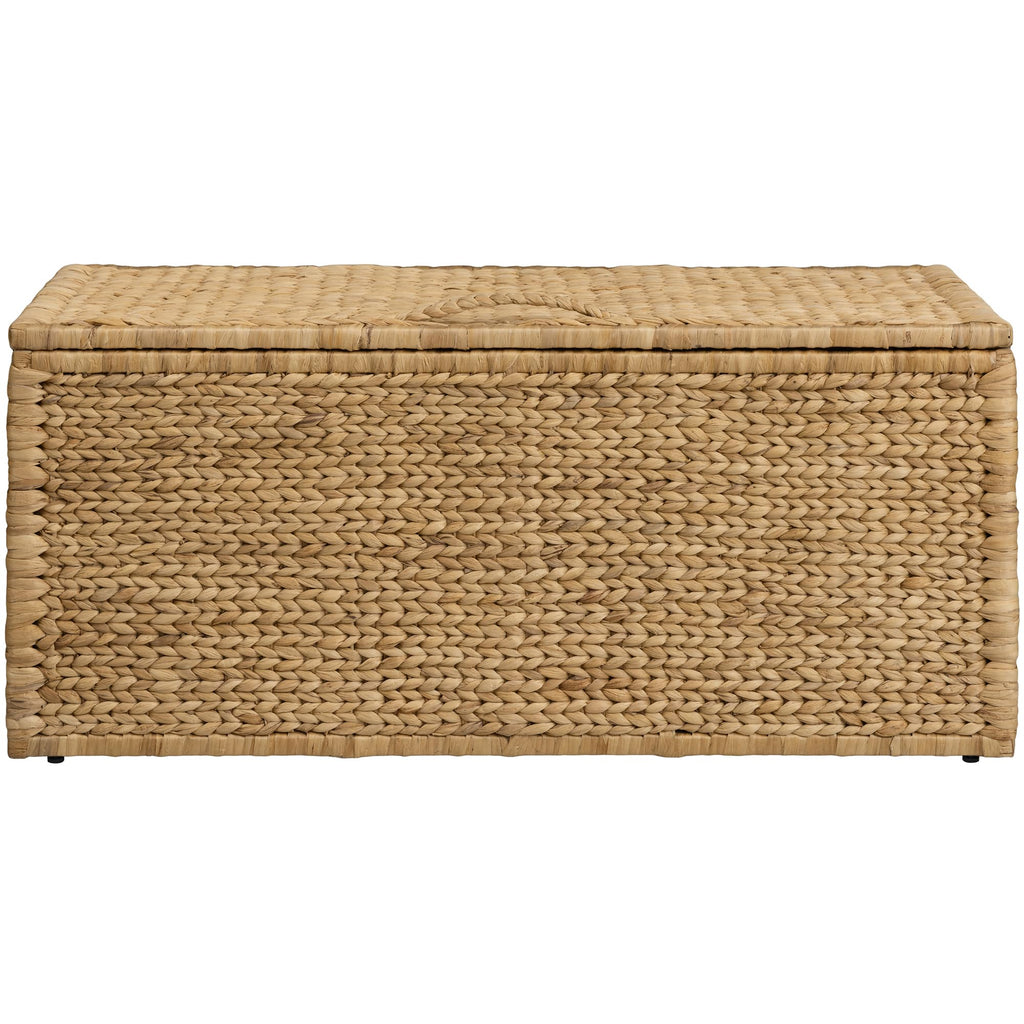 eHemco Heavy-duty Water Hyacinth Wicker Storage Trunk with Metal Frame, 30 by 17.5 by 17.5 Inches, Brown Wash